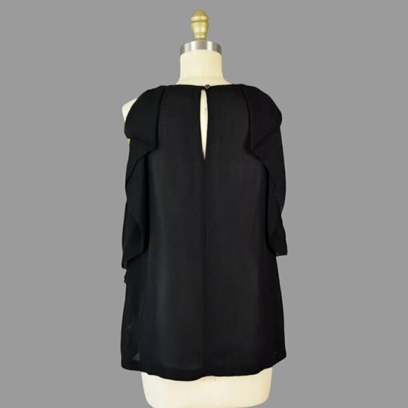 KATE SPADE BLACK CREPE RUFFLE TOP - Picture 5 of 8